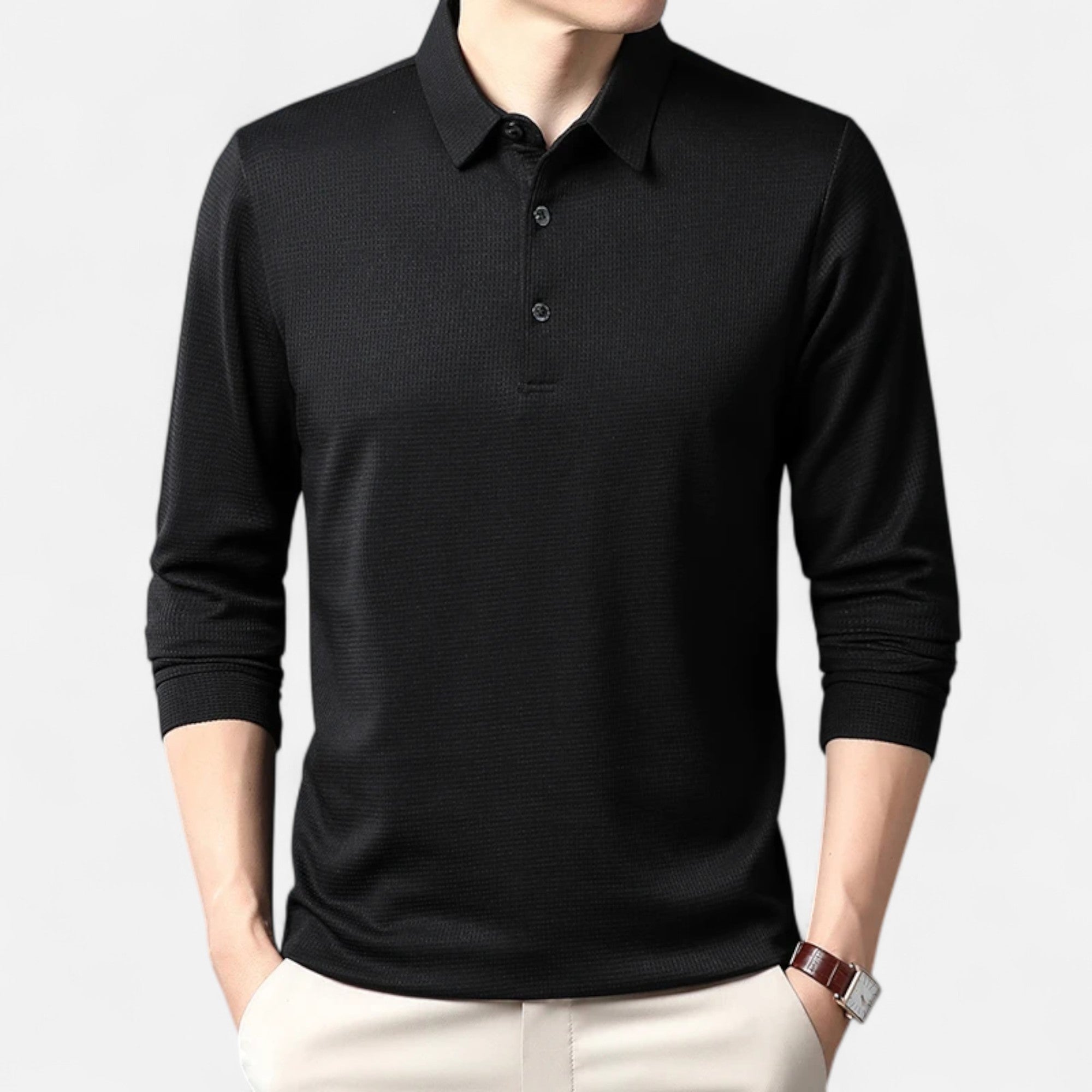 Lauwren | Men's Long Sleeve Business Casual Polo Shirt