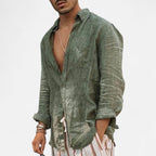 Lauwren | Men's Shirt with Lapel Collar - Casual Elegance