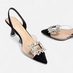Lauwren | Woman's Elegant Crystal Pointed Toe Pumps