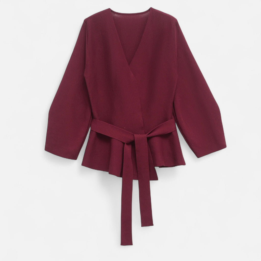 Lauwren | Woman's Elegant Belted Knit Sweater