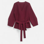 Lauwren | Woman's Elegant Belted Knit Sweater