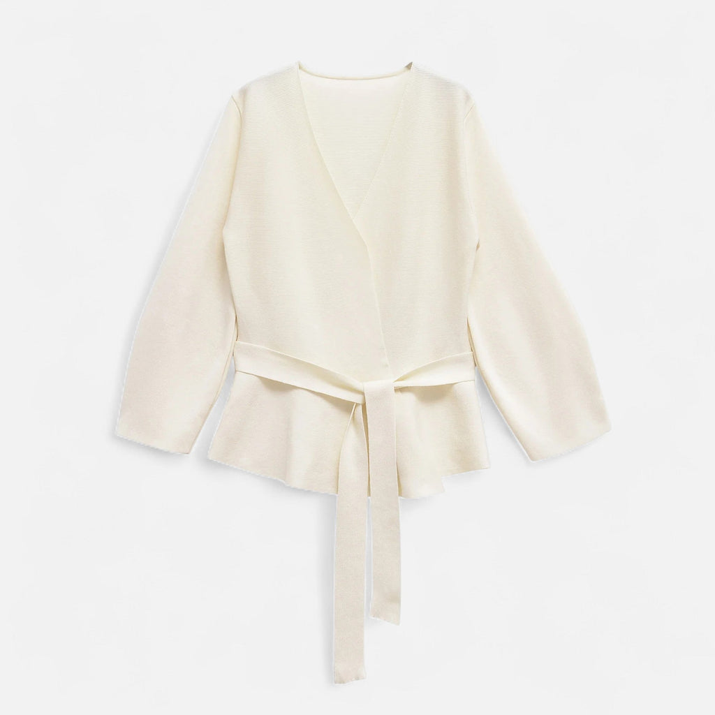 Lauwren | Woman's Elegant Belted Knit Sweater