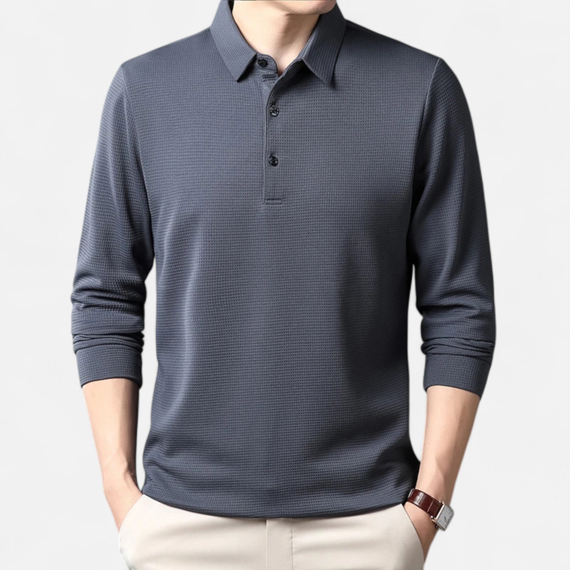 Lauwren | Men's Long Sleeve Business Casual Polo Shirt