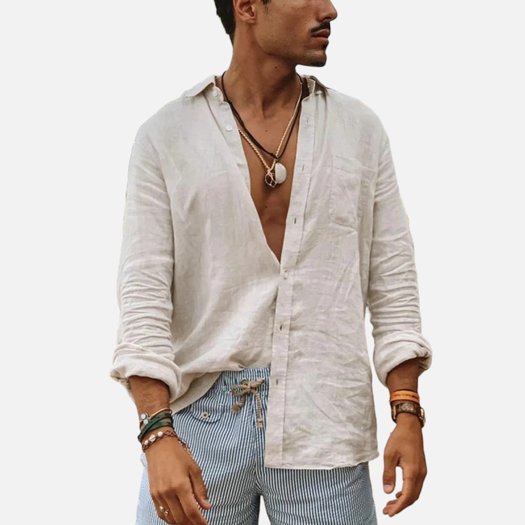 Lauwren | Men's Shirt with Lapel Collar - Casual Elegance