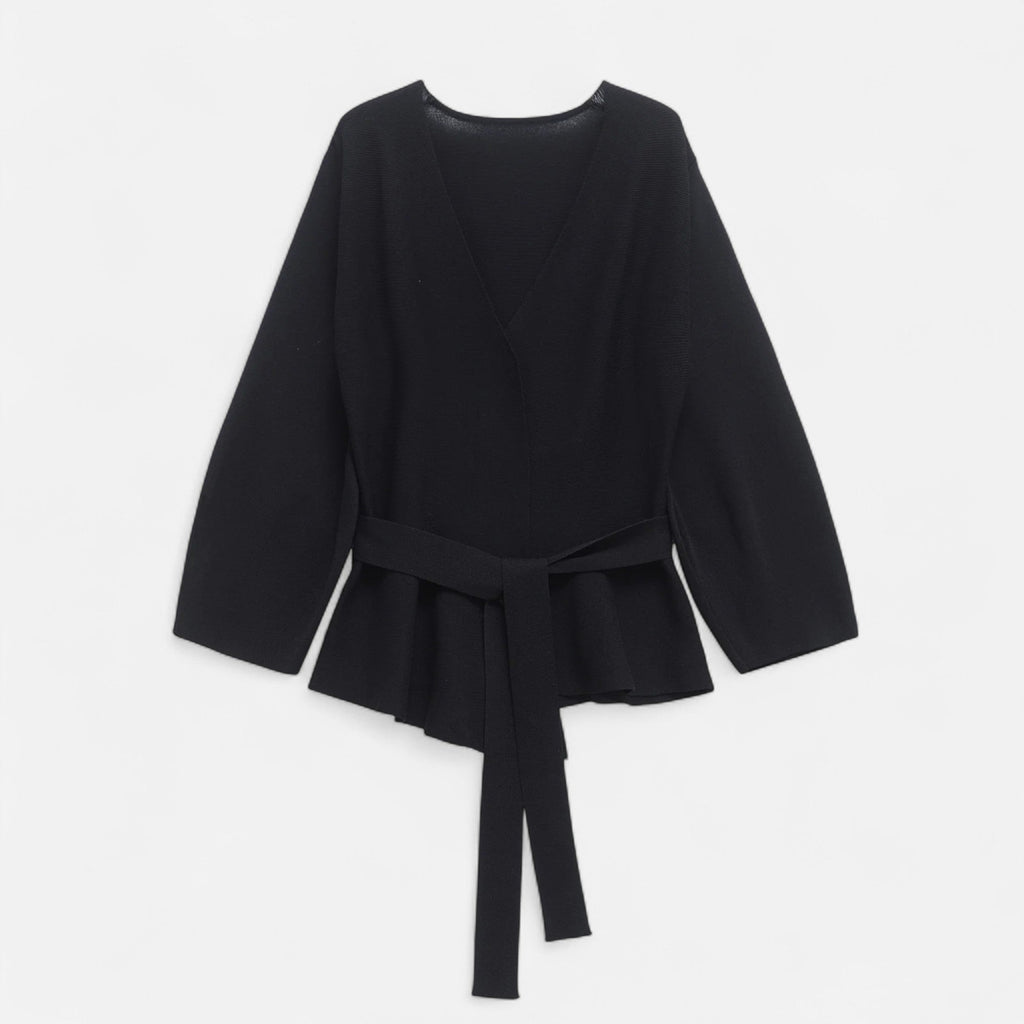 Lauwren | Woman's Elegant Belted Knit Sweater