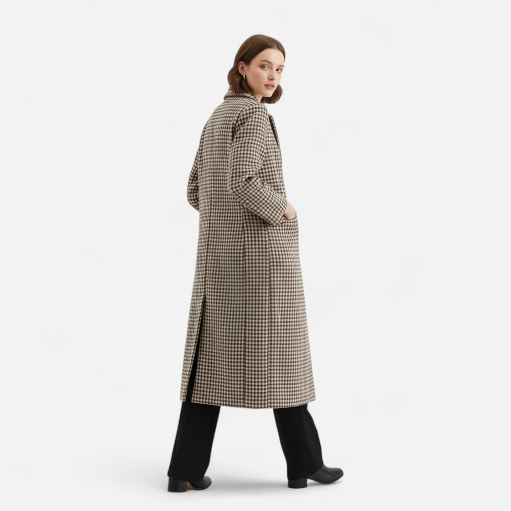 Lauwren | Women's Long Coat – Elegant Vintage Check