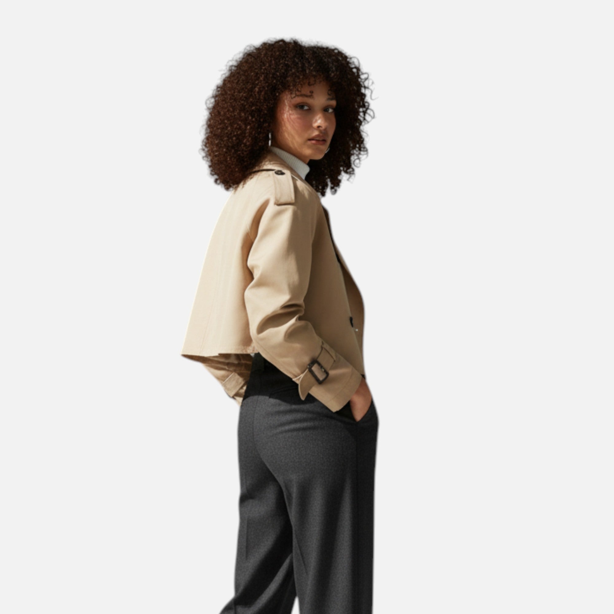 Lauwren | Women's Elegant Belted Short Trench Coat