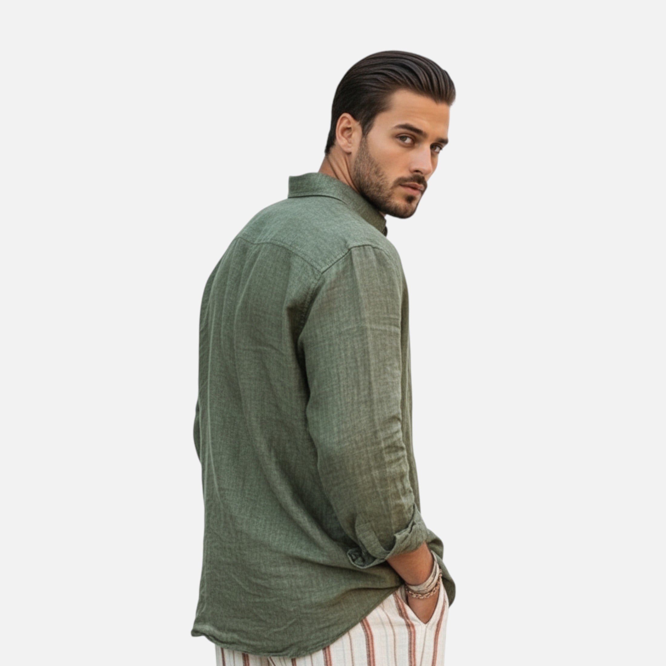 Lauwren | Men's Shirt with Lapel Collar - Casual Elegance