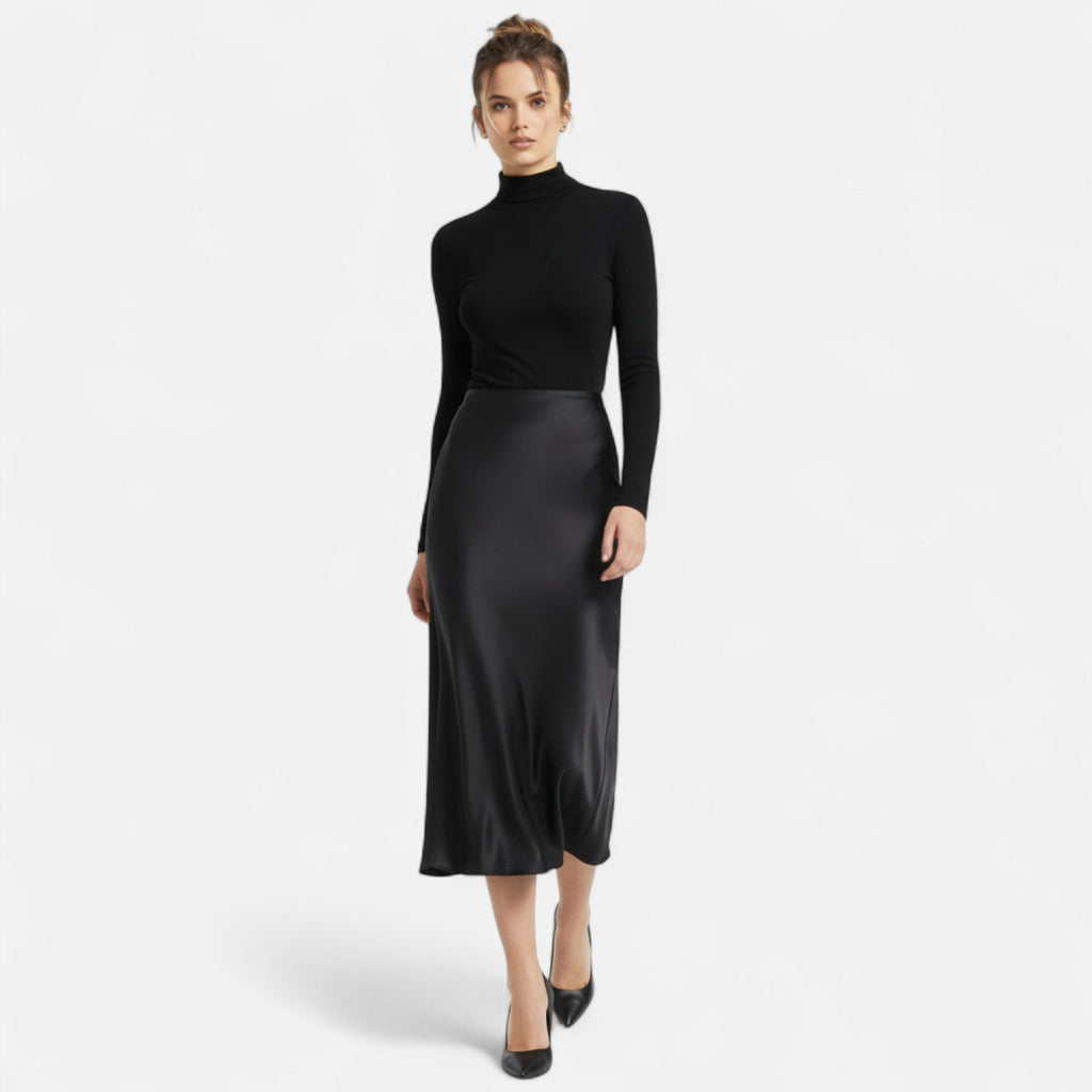 Lauwren | Women's Timeless Satin Midi Skirt
