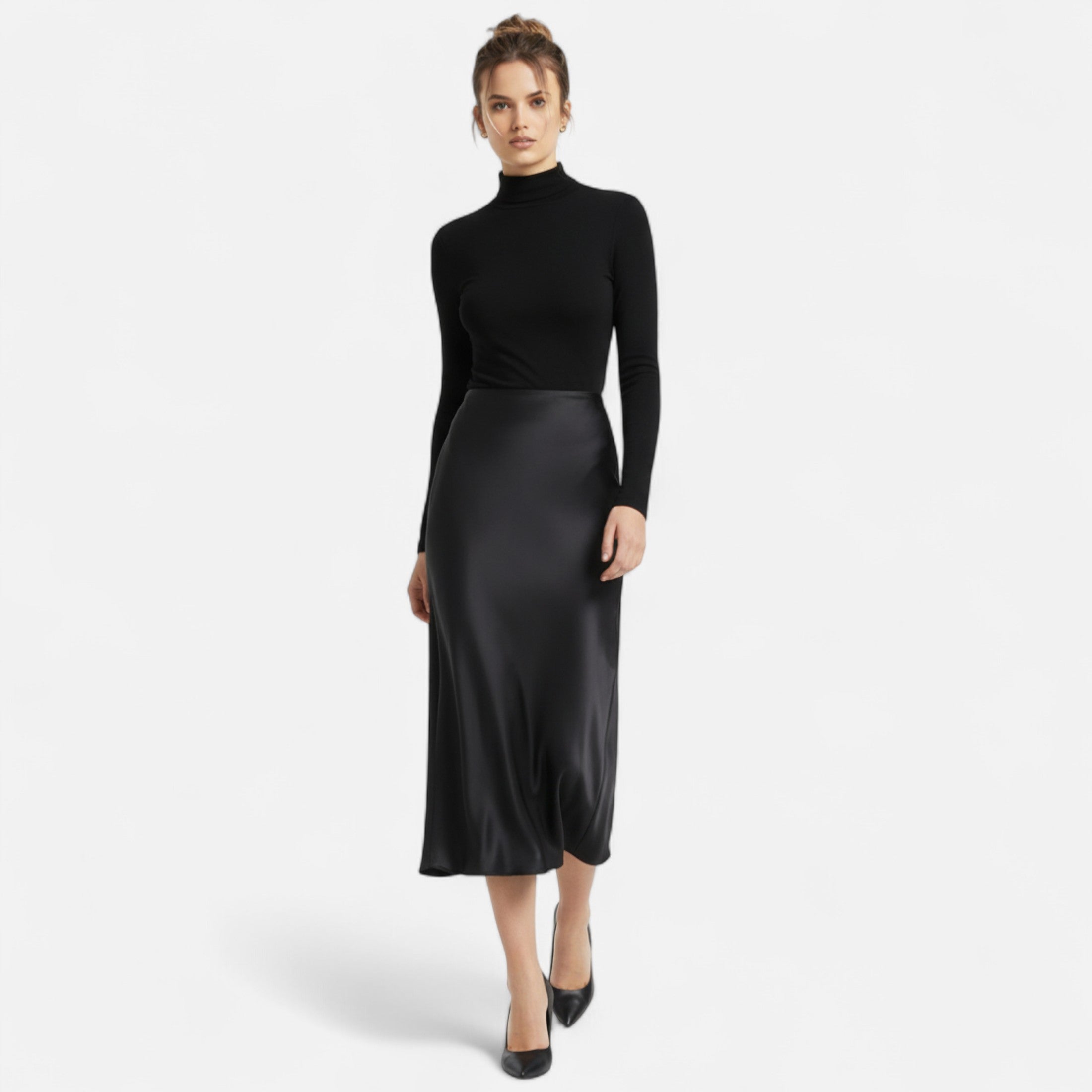 Lauwren | Women's Timeless Satin Midi Skirt
