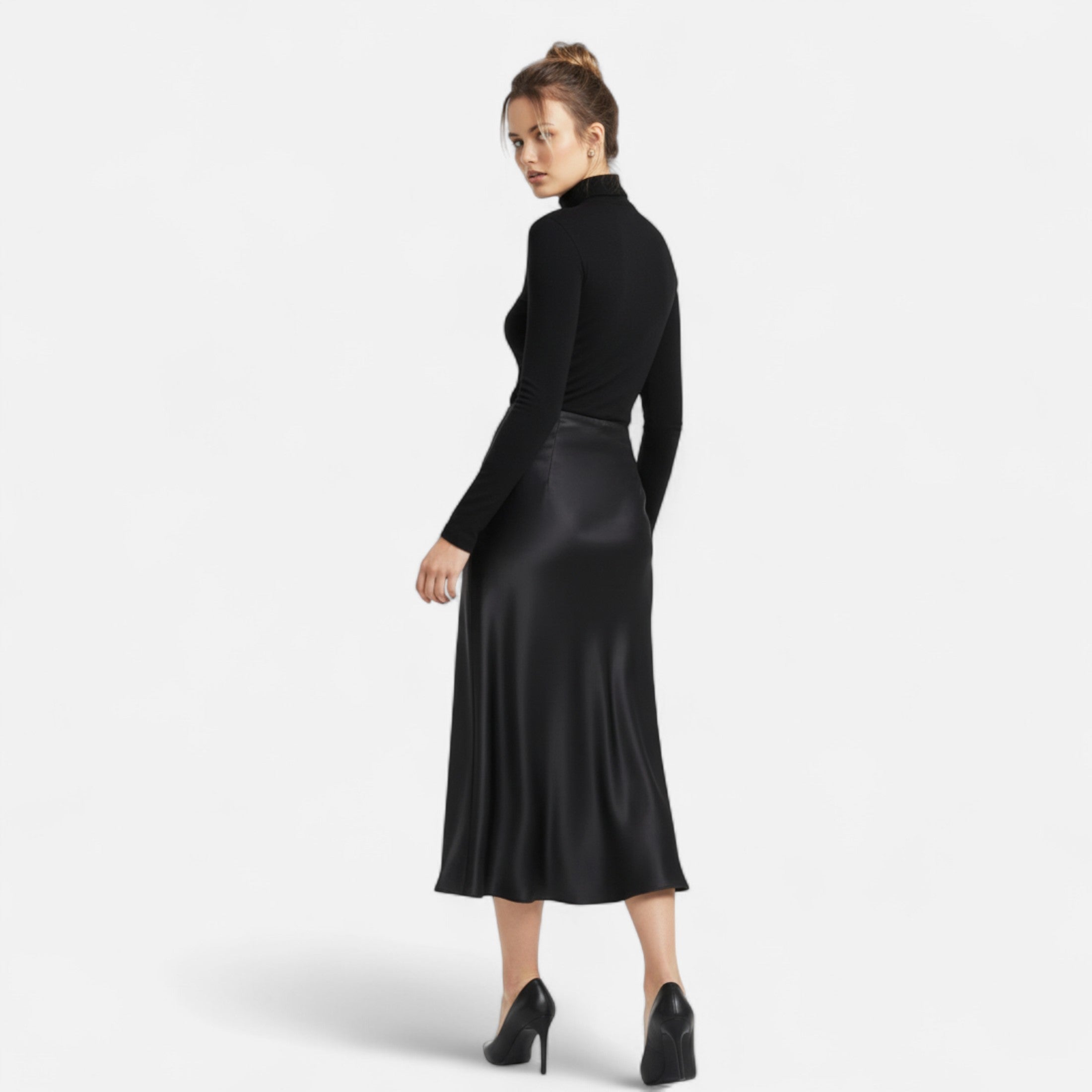 Lauwren | Women's Timeless Satin Midi Skirt