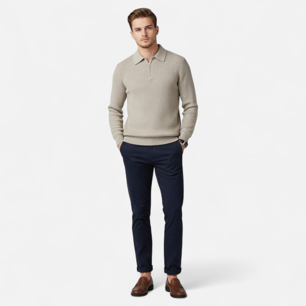 Lauwren | Men's Fold-Down Collar Sweater – Knitted Elegance