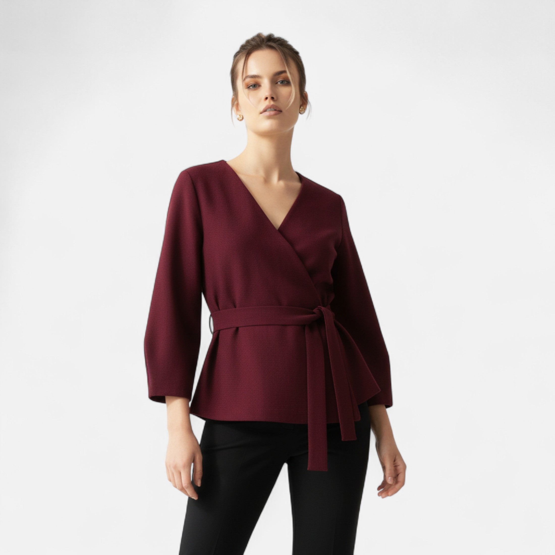 Lauwren | Woman's Elegant Belted Knit Sweater