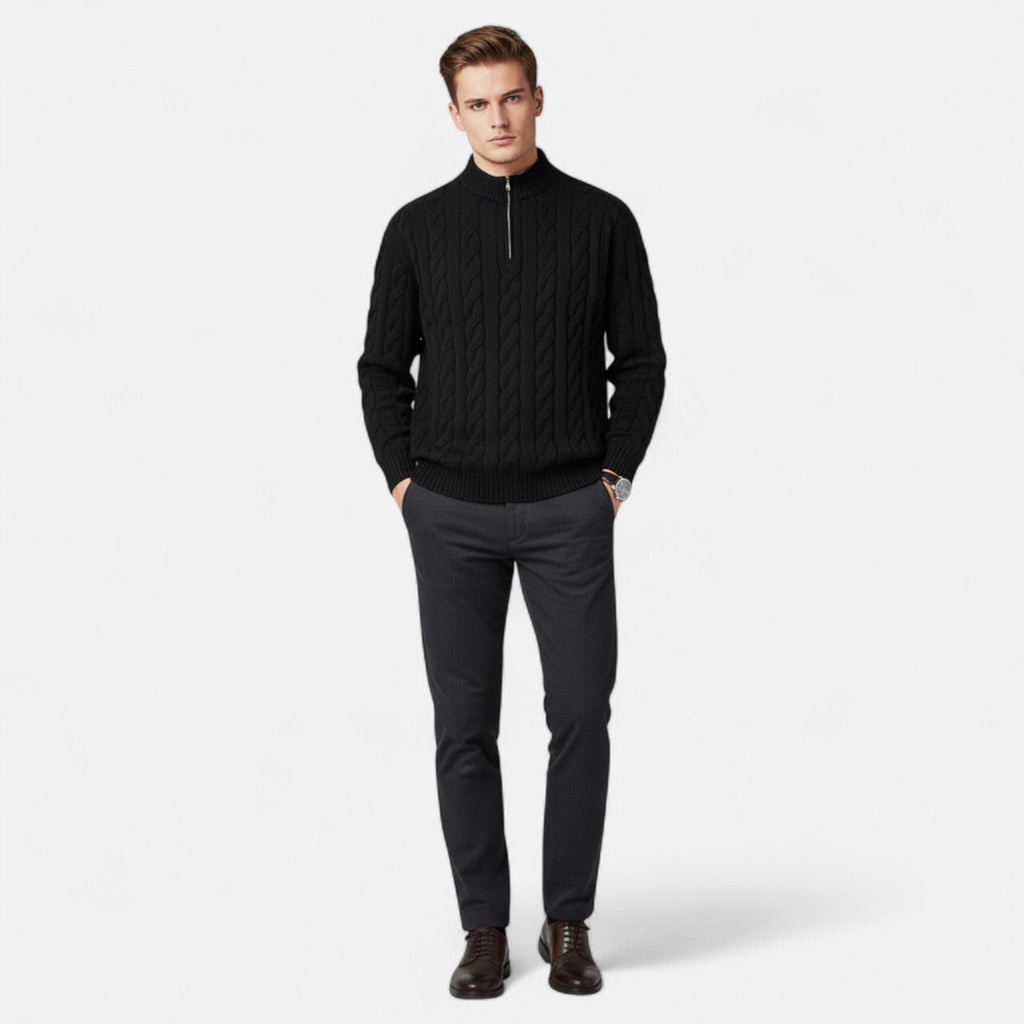 Lauwren | Men's Half-Zip Sweater – Elegant Textured Knit