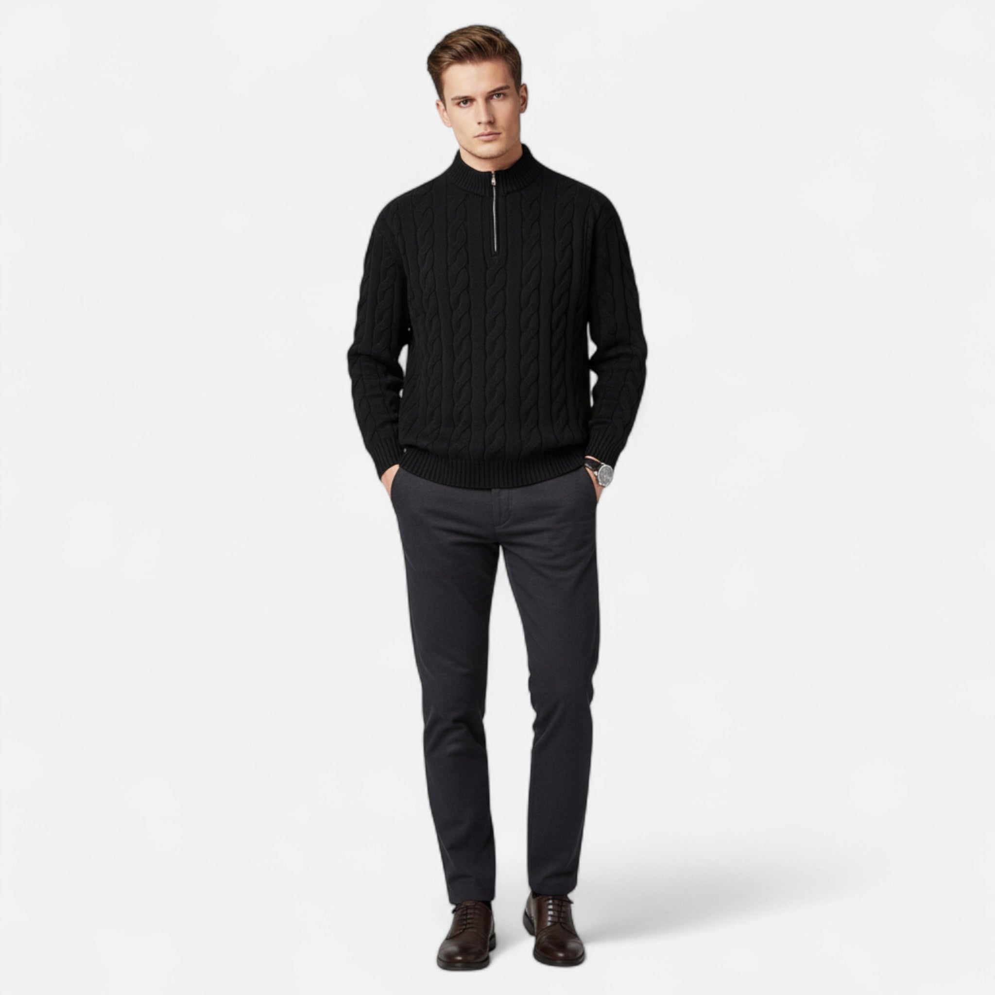 Lauwren | Men's Half-Zip Sweater – Elegant Textured Knit