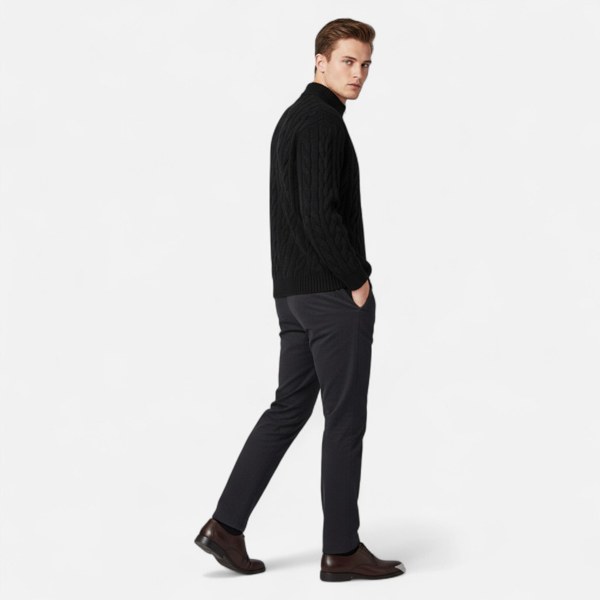 Lauwren | Men's Half-Zip Sweater – Elegant Textured Knit