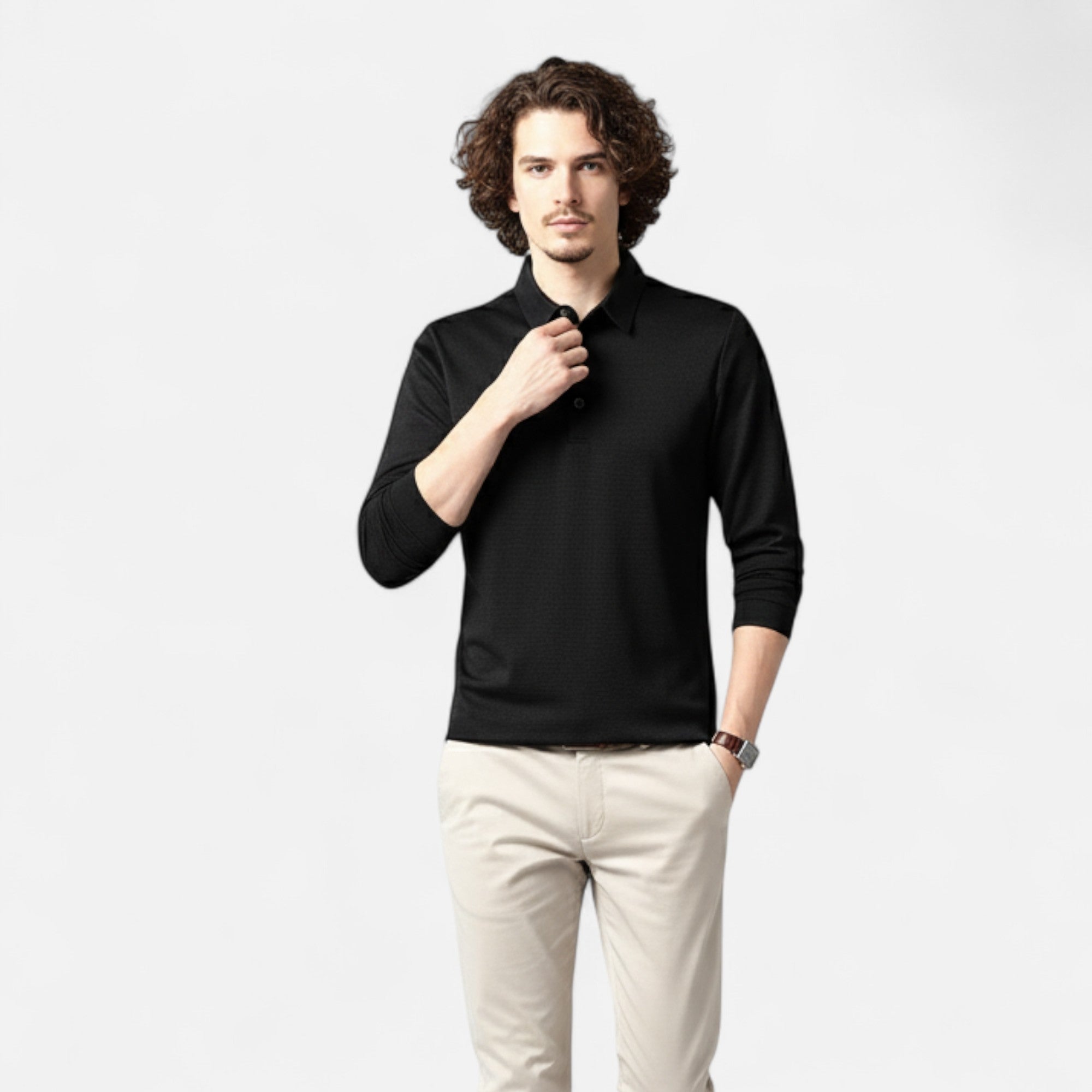 Lauwren | Men's Long Sleeve Business Casual Polo Shirt