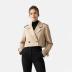 Lauwren | Women's Elegant Belted Short Trench Coat
