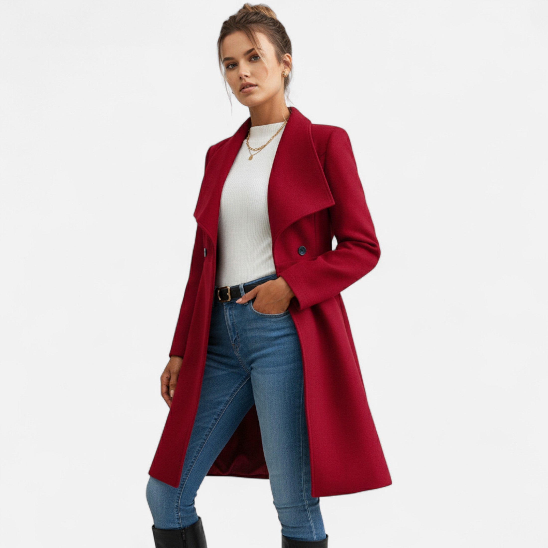 Lauwren | Women's Double-Breasted Coat - Classic Elegance