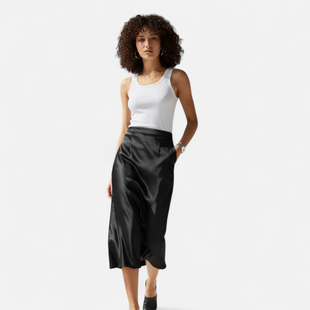 Lauwren | Women's Timeless Satin Midi Skirt