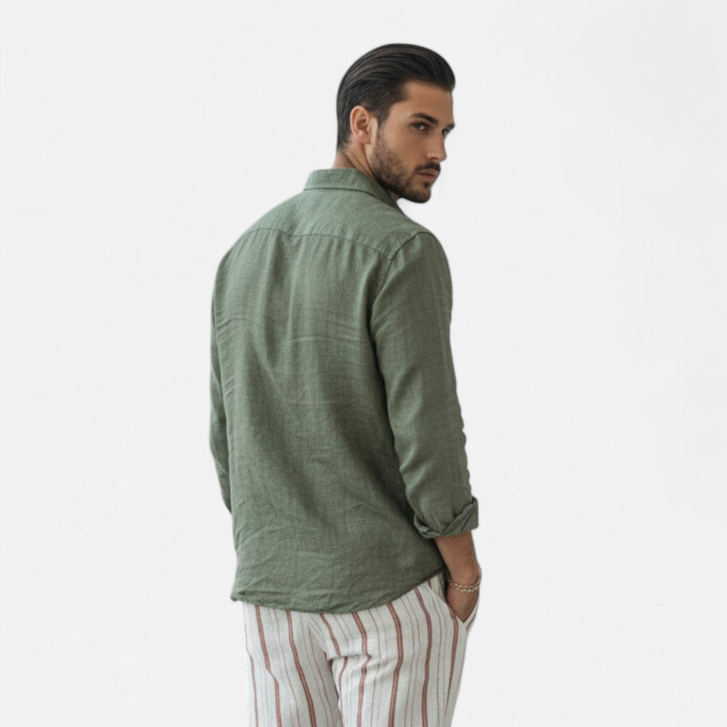 Lauwren | Men's Shirt with Lapel Collar - Casual Elegance