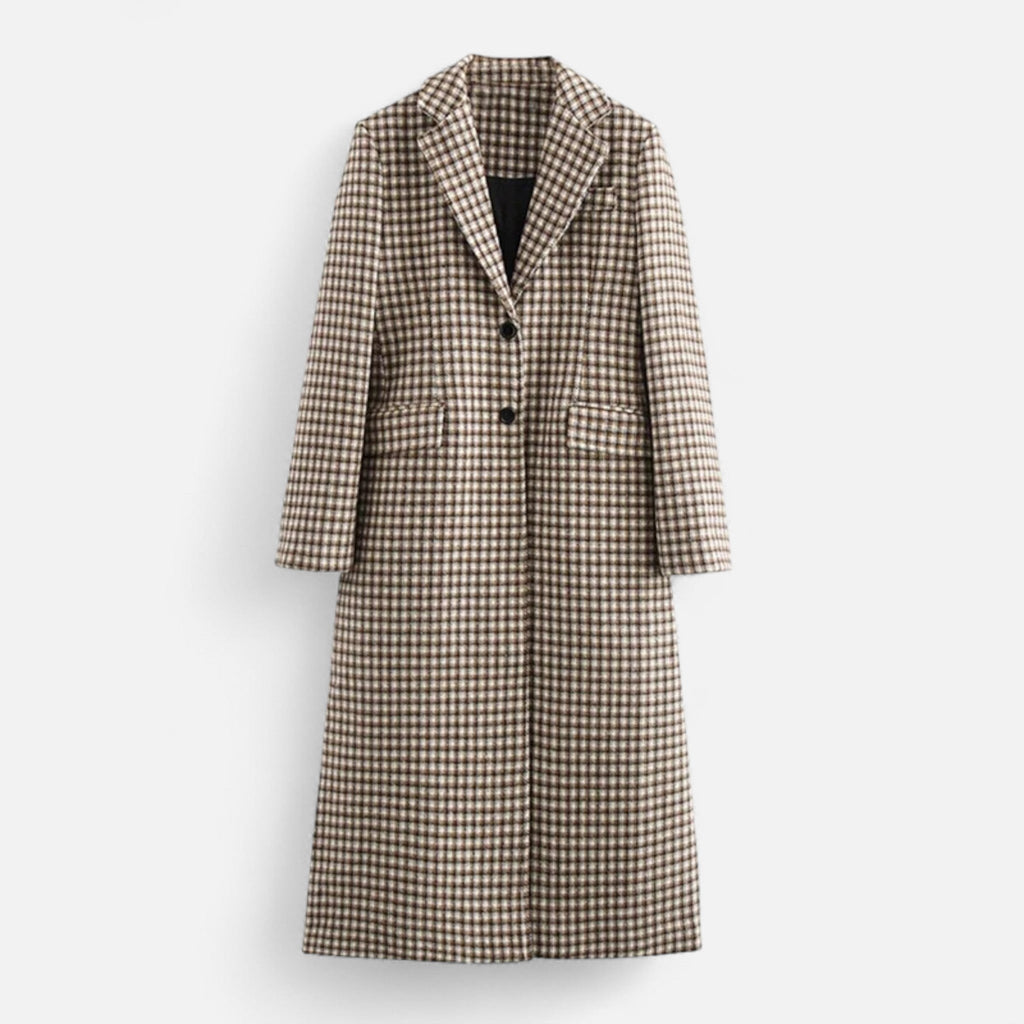 Lauwren | Women's Long Coat – Elegant Vintage Check