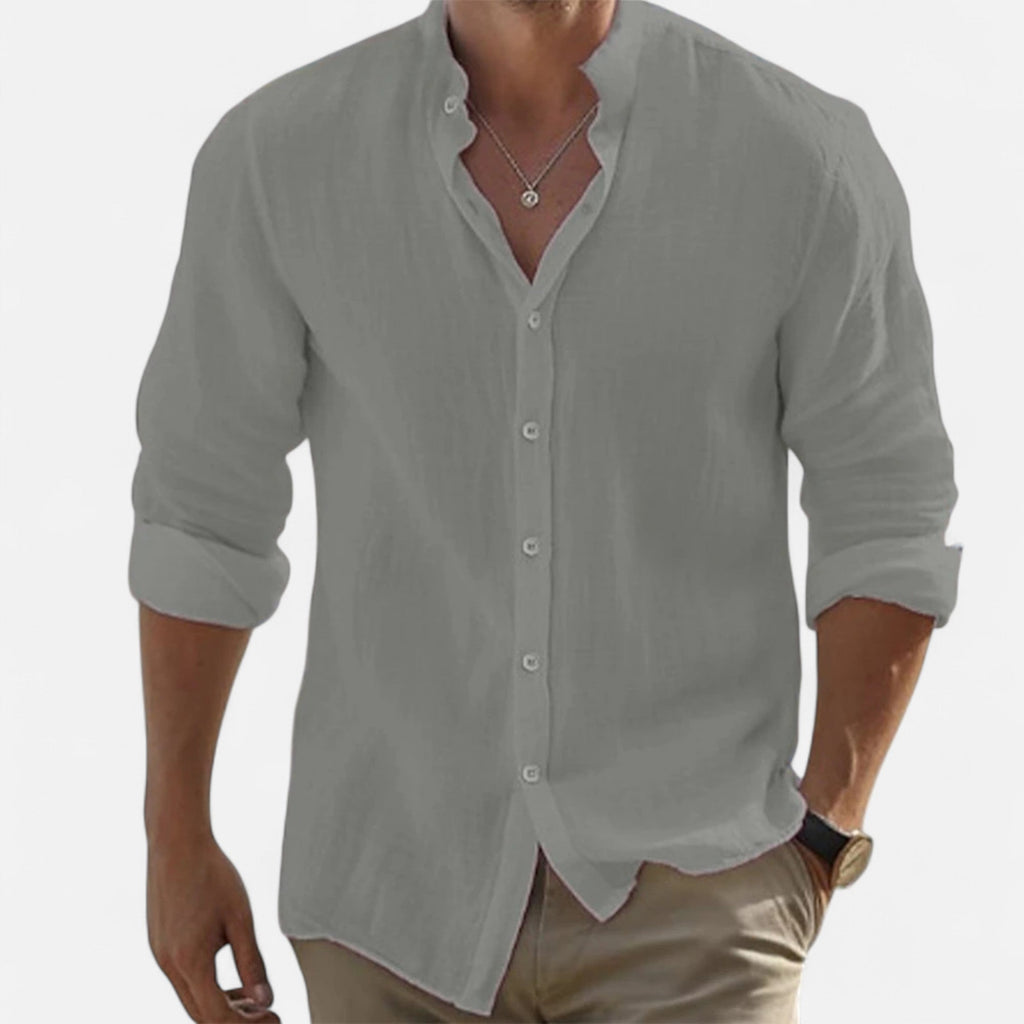 Lauwren | men's shirt in linen and cotton with a mandarin collar