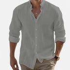 Lauwren | men's shirt in linen and cotton with a mandarin collar