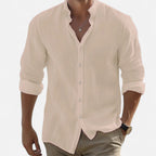 Lauwren | men's shirt in linen and cotton with a mandarin collar